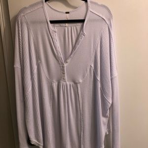 Free People white Leo Henley thermal shirt